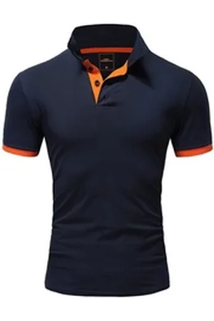 amaci Poloshirt DETROIT Basic Kontrast Poloshirt blau|orange|schwarz XL