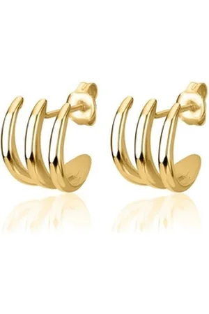 Amazon Unique Paar Creolen Creolen für Damen von Unique aus vergoldetem Sterlingsilber goldfarben