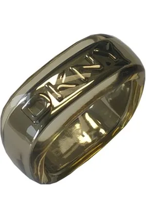 DKNY Fingerring Damen, aus Edelstahl, mit Kunststoff ummantelt, Gr. 53 (16,9mm), Beige beige