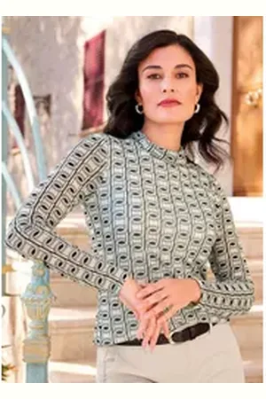 ALBA MODA Print-Shirt Rollkragenshirt schwarz 42