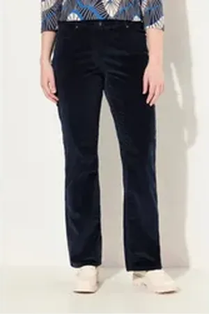 Ulla Popken Regular-fit-Jeans Cordhose Marie Bootcut Komfortbund Biobaumwolle schwarz 44