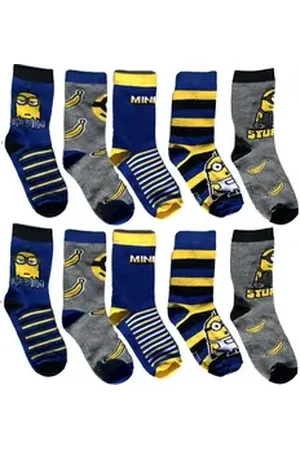 Minions Feinsocken 5x Kindersocken Feinstrümpfe Jungen + Mädchen Bekleidung Set 5 paar Socken Kniestrümpfe Gr.27/30 31/34 35/38 27/30