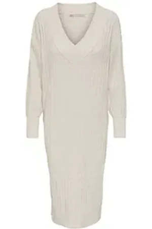 ONLY Sommerkleid ONLNEW TESSA mit V-Ausschnitt beige S