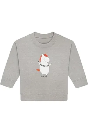 Mr. & Mrs. Panda Longpullover Einhorn Dankeschön 24. - 36. Monat - Heather Grey - Geschenk, Baby Sw (1-tlg) grau 24. - 36. Monat