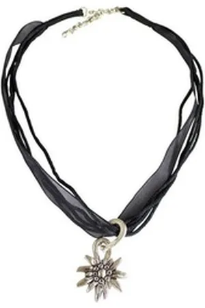 Edelnice Kette mit Anhänger Edelweiß schwarz|silberfarben