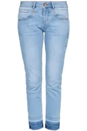 ATT 5-Pocket-Jeans Zoe mit offenen Saumkanten und vorderer Passenabtrennung blau 36