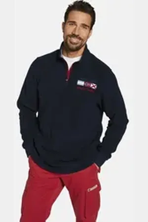 Jan Vanderstorm Fleecepullover SIETSE mit Flaggen-Motiv blau L (52/54)
