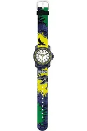 Scout Quarzuhr Action Boys, 280376039, Dinosaurieruhr, Armbanduhr, Kinderuhr, Lernuhr, Geschenkidee, Schulanfang, Jungen,Dino bunt