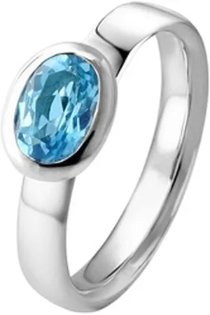 Acalee Goldring Topas Weißgold 333 / 8K Echter Topas Swiss Blau blau 52