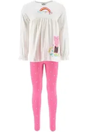Peppa Pig Schlafanzug Sommer-Set T-Shirt Oberteil mit Leggings Hose (2 tlg) weiß 98