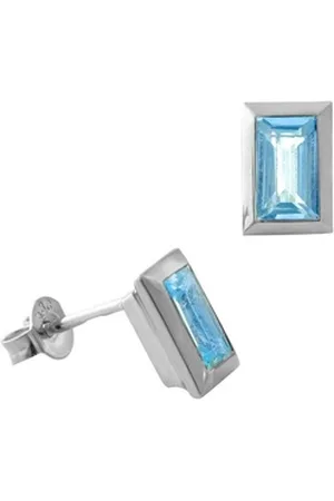 Acalee Paar Ohrstecker Topas-e Weißgold 333 / 8K Topas Swiss Blau blau