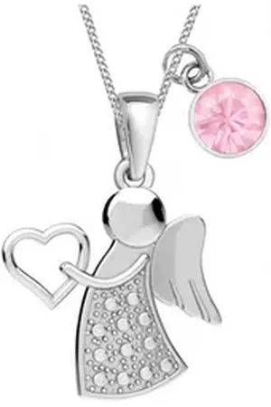 Goldene Hufeisen Kette mit Anhänger Schutzengel Anhänger mit 38cm Kette 925 Silber mit Zirkonia Rosa (3-tlg, inkl. Etui), Schmuck für Mädchen silberfarben