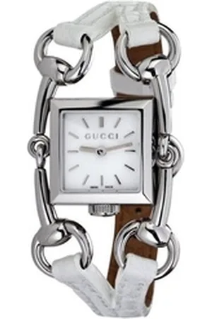 Gucci Quarzuhr YA116504, Lederarmband, Edelstahlgehäuse, Horsebit-Design