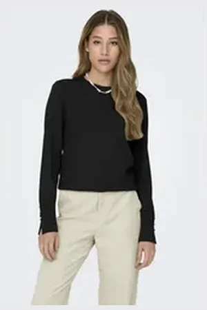 JACQUELINE DE YONG Strickpullover Strickpullover Rundhals Knopfdetails Knit Fit JDYMALOU L/S ON BUTTON PULLOVER KNT NOOS schwarz XS