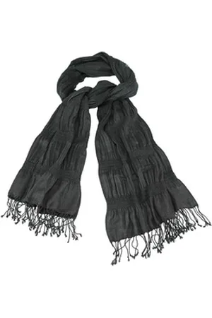 Tamaris Schal Scarf, (Set, 1-St. 1-teilig), geraffter Damen Schal mit Fransen schwarz