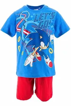 Sonic The Hedgehog Schlafanzug LET ́S GO (2 tlg) Jungen Shorty aus nachhaltigen Materialien Gr. 98 - 128 cm blau|grau 98 cm