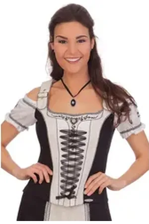 SPIETH & WENSKY Trachtenbluse Trachtenmieder - ALGIER - natur schwarz 32