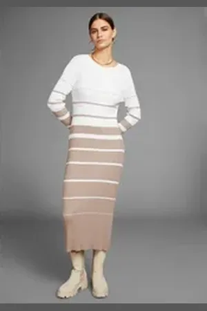 Daniel Hechter Strickkleid mit Streifen beige 42