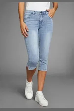 ARIZONA Caprijeans Ultra-Stretch extra-enger Schnitt, modischer Beinabschluss mit Schlitz blau 48