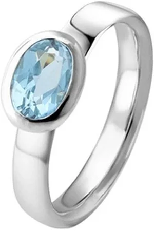 Acalee Goldring Topas Weißgold 333 / 8K Echter Topas Blau blau 52