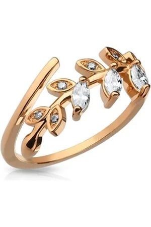 Bungsa Zehenring Zehenring Kristall Blätter Gold aus Messing Damen, Zehring Toering rosa