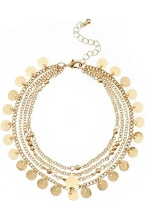 Lascana Fußkette mit Anhänger Boho Layer Look, Mehrreihige Fußkette, Fußketten Set, Fußkettchen mit Anhänger goldfarben