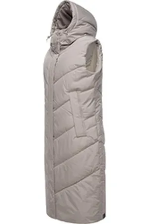 Ragwear Steppweste Suminka Vest Wasserdichte, lange Damen Winterweste braun 4XL (48)