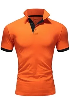 amaci Poloshirt DETROIT Basic Kontrast Poloshirt orange|schwarz 3XL