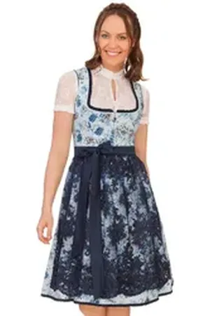 Alpenfee Dirndl Midi Dirndl 2tlg. - IDA - blau blau 34