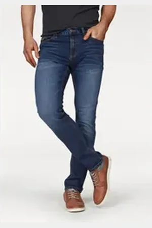Bruno Banani Straight-Jeans Hutch gerade Beinform, teilweise mit modischen Destroyed-Effekten blau 40
