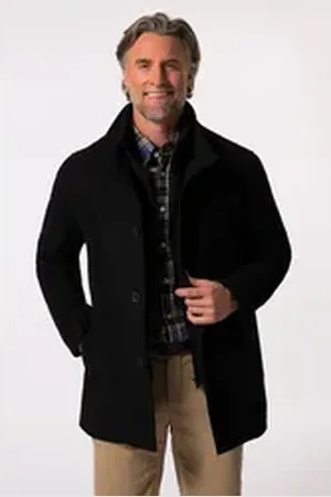 Boston Park Funktionsjacke Wolloptik-Jacke Stehkragen-Einsatz blau|schwarz 80