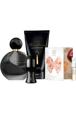 Avon Eau de Parfum Far Away Glamour 50 ml Duftset mit Parfum, Körperlotion und Deoroller, 4-tlg., luxuriöses Duftset mit einer eleganten Geschenkverpackung.