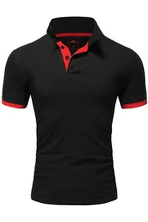 amaci Poloshirt DETROIT Basic Kontrast Poloshirt rot|schwarz XXL