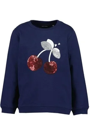 Blue Seven Rundhalsshirt Mädchen Sweatshirt mit Print Kirsche - Pullover mit Rundhalsausschnitt blau 98