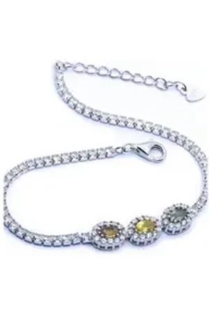 Goldene Hufeisen Tennisarmband echter Saphir Armband 925 Sterling-Silber mit Edelsteine, Damen-Schmuck mit Edelsteine silberfarben