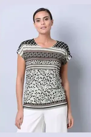 ALBA MODA Print-Shirt Shirt mit kurzem Arm weiß 36