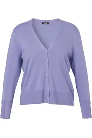 Frapp Strickjacke mit breiten Rippbündchen lila 44