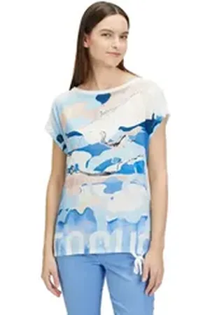 Betty & Co Kurzarmshirt Betty & Co Casual-Shirt mit Print (1-tlg) Druck blau L