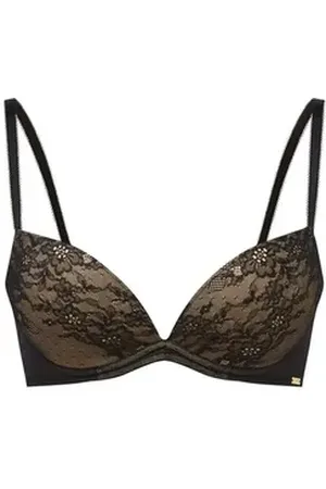 Gossard Dekolleté-BH Glossies Lace Push-Up BH Black (Push-Up, 1-tlg., glatte Spitze) verführerisch sexy schwarz 70