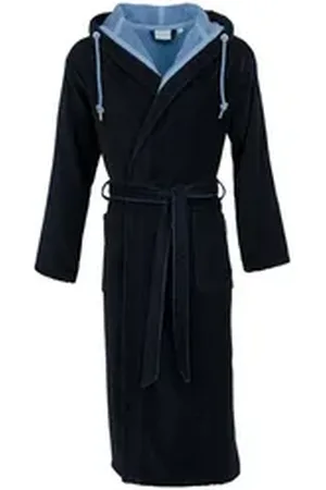 Carl Ross Unisex-Bademantel, Baumwolle, Kapuze, Gürtel, Baumwolle blau S