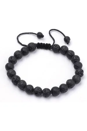 Aaron Bane Armband Lavanstein Armband Damen Herren 8mm Lava Stein Perlen Kugeln (1-tlg)