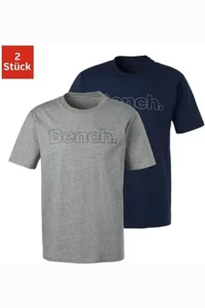Bench T-Shirt (2-tlg) Shirt mit Logoprint, Basicshirt mit Rundhals aus reiner Baumwolle bunt|grau XL
