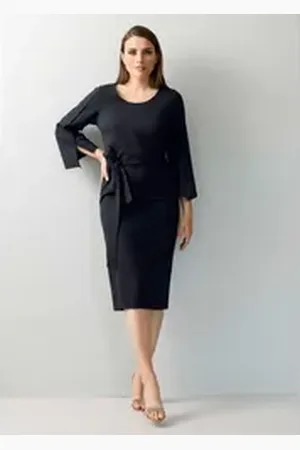 ALBA MODA Midikleid Kleid mit Bindeband blau 34
