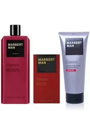 Marbert Duschgel Man Classic Duschgel 400ml + EDT 100ml + Sport Hair & Body Wash 200ml, 3-tlg.