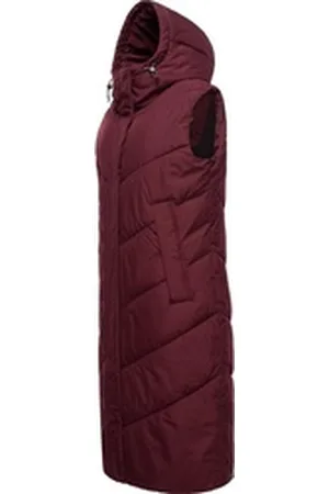 Ragwear Steppweste Suminka Vest Wasserdichte, lange Damen Winterweste rot XL (42)