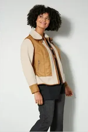 Angel of Style Angel of Style Outdoorjacke Lederoptik-Jacke Fell-Imitat Einsätze Hemdkragen rosa 44