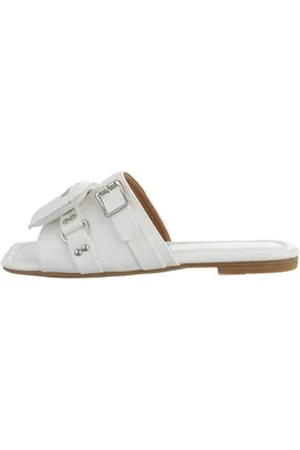 Ital-Design Damen Mules Freizeit Pantolette (74654149) Blockabsatz Pantoletten in Weiß weiß 37 EU