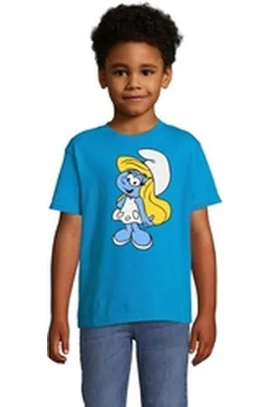 Blondie & Brownie T-Shirt Kinder Schlumpfine Schlumpf Schlumpfhausen Papa Schlumpf Smurf blau 4 Jahre (96/104)