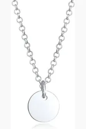 Elli Kette mit Anhänger Kinder Plättchen Kreis Coin Erbskette 925 Silber, Geo silberfarben