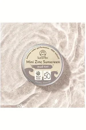 Suntribe Sonnenschutzcreme BIO Mineralisch Zinksonnencreme Gesicht & Sport LSF 50 Farbe Getönt, 1 Aluminiumdose 15 g, 100% Natur